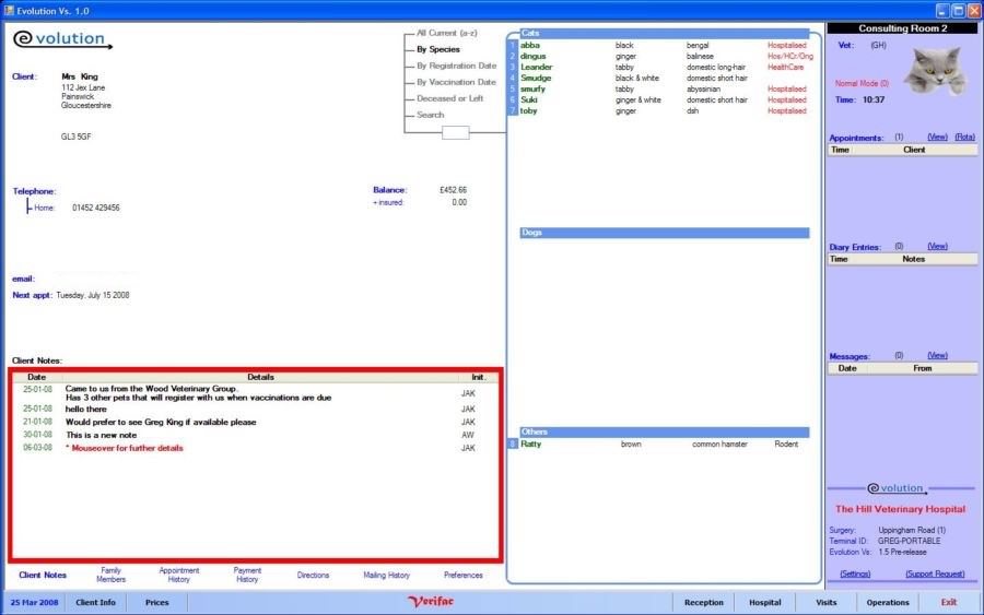Client Details Screen